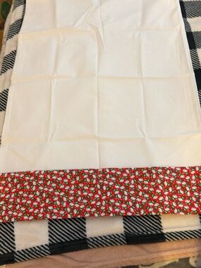 White pillow case  queen with Festive Red Trim